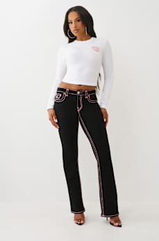 CAMISETA CORTA DE MANGA LARGA CON ESTAMPADO EN RELIEVE Y BRILLANTE, image 3