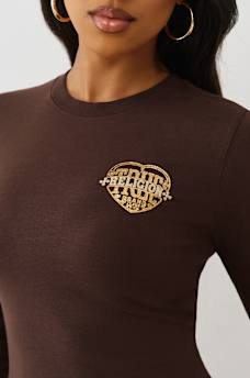 CAMISETA CORTA DE MANGA LARGA CON ESTAMPADO EN RELIEVE Y BRILLANTE, image 5