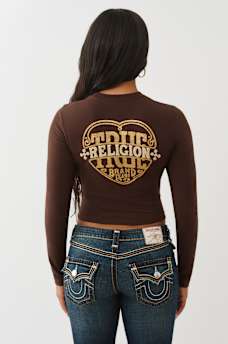 CAMISETA CORTA DE MANGA LARGA CON ESTAMPADO EN RELIEVE Y BRILLANTE, image 6