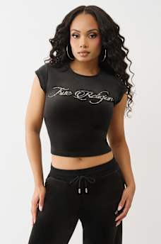 VELOUR CRYSTAL LOGO BABY TEE, image 3