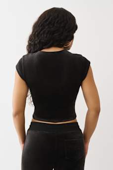 VELOUR CRYSTAL LOGO BABY TEE, image 5