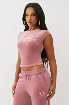 VELOUR CRYSTAL LOGO BABY TEE, image 4