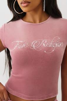 VELOUR CRYSTAL LOGO BABY TEE, image 1