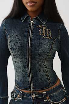 DENIM DOUBLE ZIP JACKET, image 3