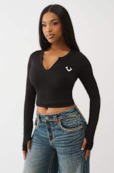 CAMISETA DE MANGA LARGA CON CUELLO EN V SIN COSTURAS, image 4