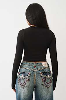 CAMISETA DE MANGA LARGA CON CUELLO EN V SIN COSTURAS, image 5