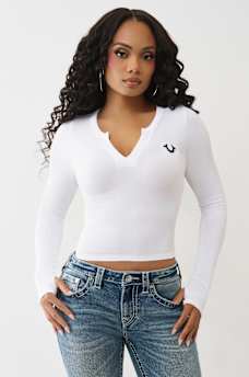 SEAMLESS V-NOTCH LONG SLEEVE TOP, image 1