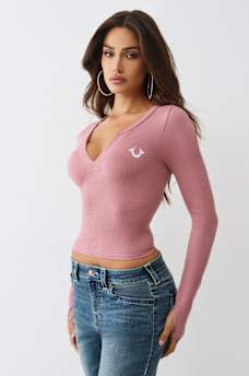 SEAMLESS V-NOTCH LONG SLEEVE TOP, image 3