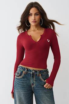 SEAMLESS V-NOTCH LONG SLEEVE TOP, image 2