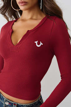 SEAMLESS V-NOTCH LONG SLEEVE TOP, image 1
