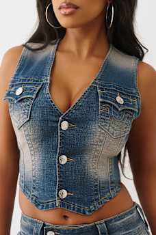 FADED DENIM VEST, image 1