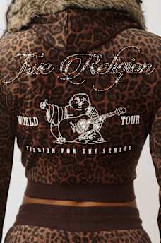 VELOUR FAUX FUR SHRUNKEN ZIP HOODIE, image 3