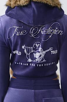 VELOUR FAUX FUR SHRUNKEN ZIP HOODIE, image 3