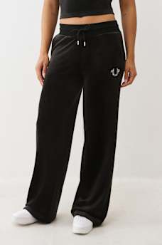 VELOUR CRYSTAL HORSESHOE STRAIGHT LEG SWEATPANT, image 3
