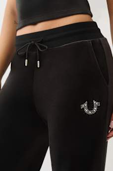 VELOUR CRYSTAL HORSESHOE STRAIGHT LEG SWEATPANT, image 5