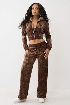 VELOUR CRYSTAL HORSESHOE STRAIGHT LEG SWEATPANT, image 2