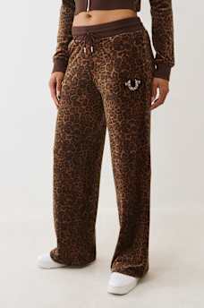 VELOUR CRYSTAL HORSESHOE STRAIGHT LEG SWEATPANT, image 1