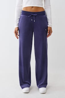 VELOUR CRYSTAL HORSESHOE STRAIGHT LEG SWEATPANT, image 1