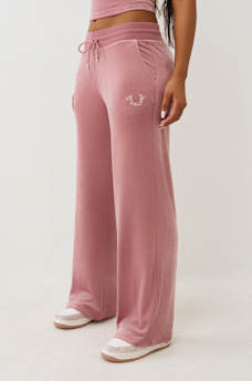 VELOUR CRYSTAL HORSESHOE STRAIGHT LEG SWEATPANT, image 5
