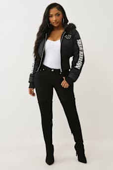 CHAQUETA ACOLCHADA RECORTADA DE PIEL SINT&Eacute;TICA, image 2