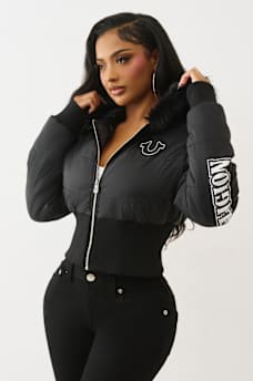 CHAQUETA ACOLCHADA RECORTADA DE PIEL SINT&Eacute;TICA, image 4