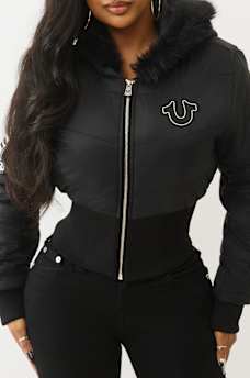 CHAQUETA ACOLCHADA RECORTADA DE PIEL SINT&Eacute;TICA, image 5