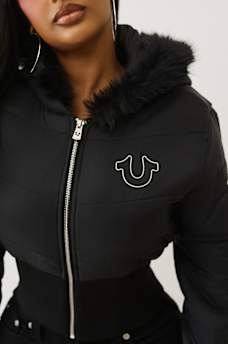 CHAQUETA ACOLCHADA RECORTADA DE PIEL SINT&Eacute;TICA, image 6