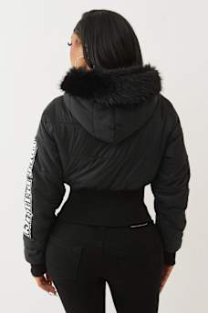 CHAQUETA ACOLCHADA RECORTADA DE PIEL SINT&Eacute;TICA, image 7