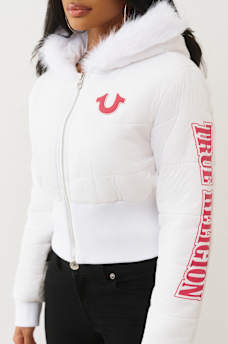 CHAQUETA ACOLCHADA RECORTADA DE PIEL SINT&Eacute;TICA, image 2