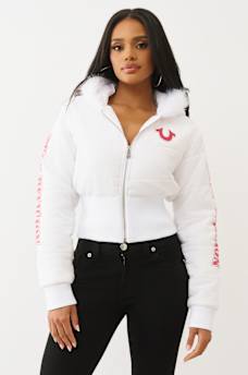 CHAQUETA ACOLCHADA RECORTADA DE PIEL SINT&Eacute;TICA, image 4