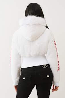 CHAQUETA ACOLCHADA RECORTADA DE PIEL SINT&Eacute;TICA, image 6