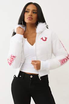 CHAQUETA ACOLCHADA RECORTADA DE PIEL SINT&Eacute;TICA, image 1