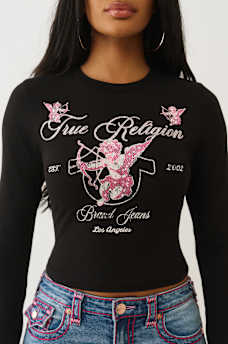 CAMISETA PEQUE&Ntilde;A DE MANGA LARGA DE CUPIDO CON CRISTALES, image 1