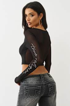 CRYSTAL MESH LONG SLEEVE TOP, image 5