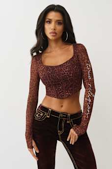 CORSET CON MANGAS LARGAS DE MALLA Y CRISTALES, image 1