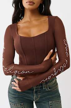 CRYSTAL MESH LONG SLEEVE TOP, image 2