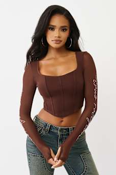 CRYSTAL MESH LONG SLEEVE TOP, image 4