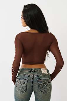 CRYSTAL MESH LONG SLEEVE TOP, image 6