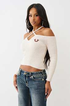 CAMISETA MANGA LARGA CON TIRANTES CRUZADOS DE LUREX CON HERRADURA, image 4