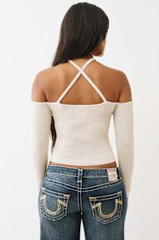 CAMISETA MANGA LARGA CON TIRANTES CRUZADOS DE LUREX CON HERRADURA, image 5