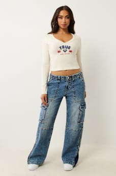 LONG SLEEVE LOGO APPLIQUE BABY TEE, image 2