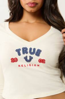 LONG SLEEVE LOGO APPLIQUE BABY TEE, image 3
