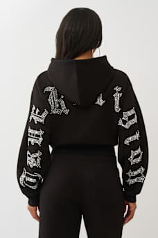 CRYSTAL LOGO SHRUNKEN ZIP HOODIE, image 7