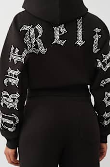 CRYSTAL LOGO SHRUNKEN ZIP HOODIE, image 1