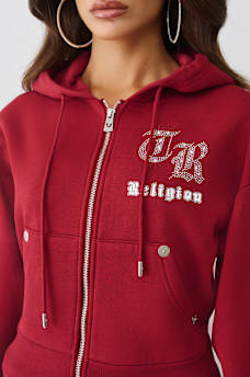 CRYSTAL LOGO SHRUNKEN ZIP HOODIE, image 6