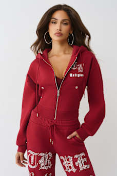 CRYSTAL LOGO SHRUNKEN ZIP HOODIE, image 1