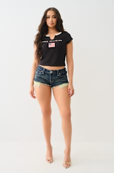 EMBROIDERED V NOTCH BABY TEE, image 2