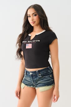 EMBROIDERED V NOTCH BABY TEE, image 3
