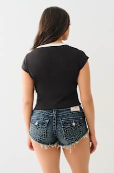 EMBROIDERED V NOTCH BABY TEE, image 4