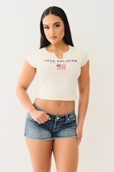 EMBROIDERED V NOTCH BABY TEE, image 2